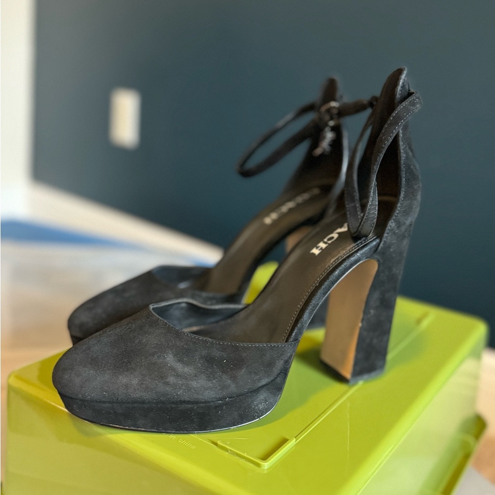 Coach Black Suede Block Heels